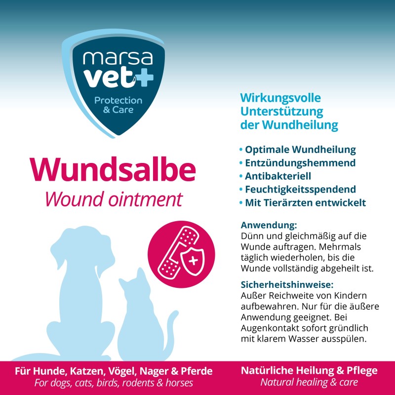 Marsavet Wundsalbe – Wundheilung Haustiere 30 ml – label